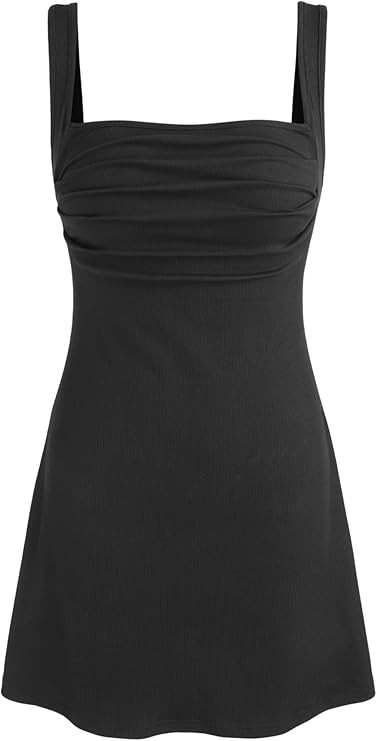 CIDER Ruched Square Neck Mini Dress | Amazon (US)