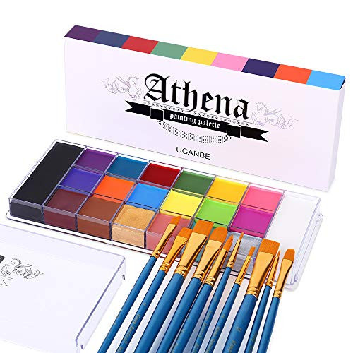 UCANBE Face Body Paint Set-Athena Painting Palette,10 Professional Artist Brush,Large Deep Pan Ideal for Halloween Cosplay Party SFX Arty Stage Makeup | Amazon (US)