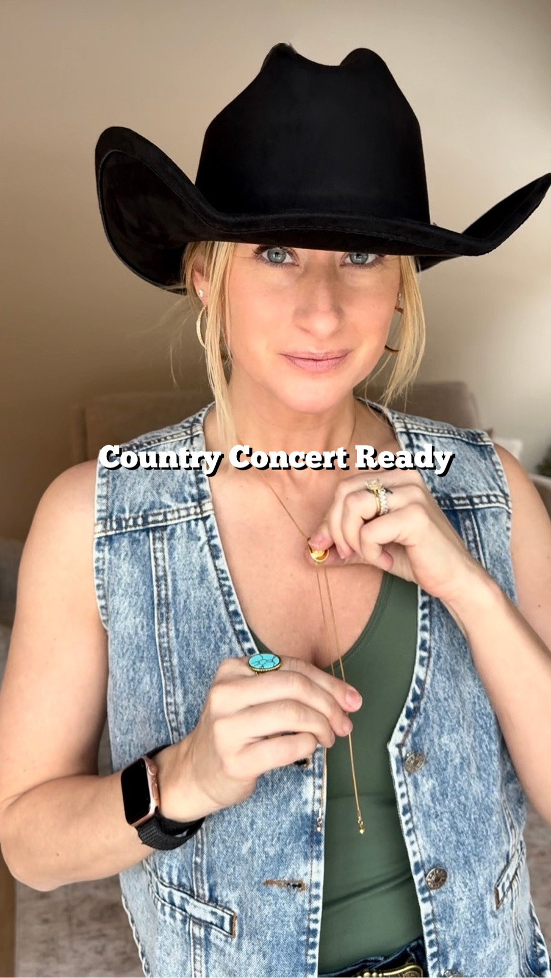 Country concert anyone?! 🤠✨
The Wrangler denim vest is an absolute MUST have 😍 This is my go-to summer stadium tour look—denim, turquoise, and a little western edge. Easy, comfy, and so cute for long nights + loud music 🎶 

#LTKootd #LTKFestival #LTKSeasonal