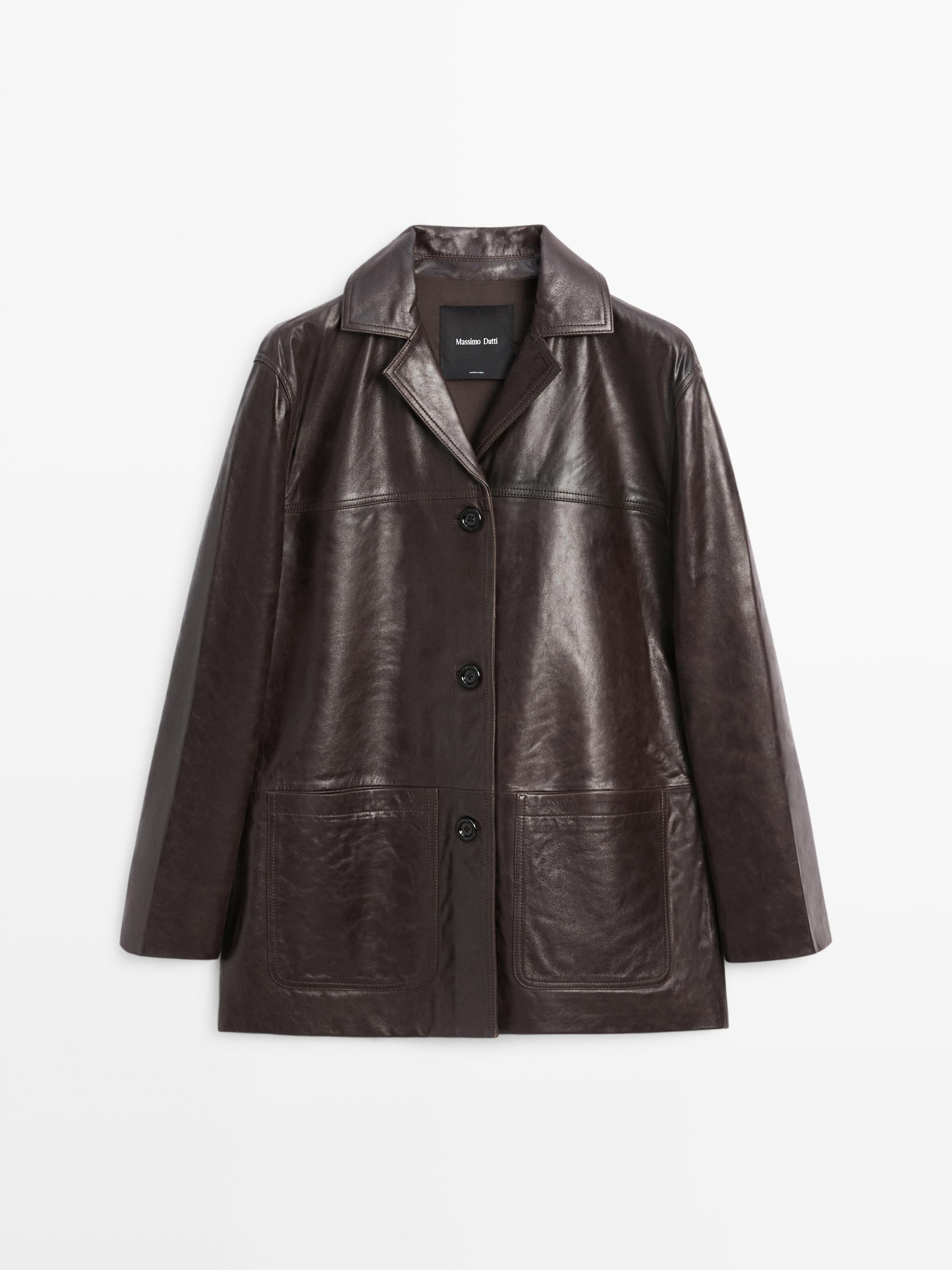 Nappa leather blazer with buttons | Massimo Dutti US