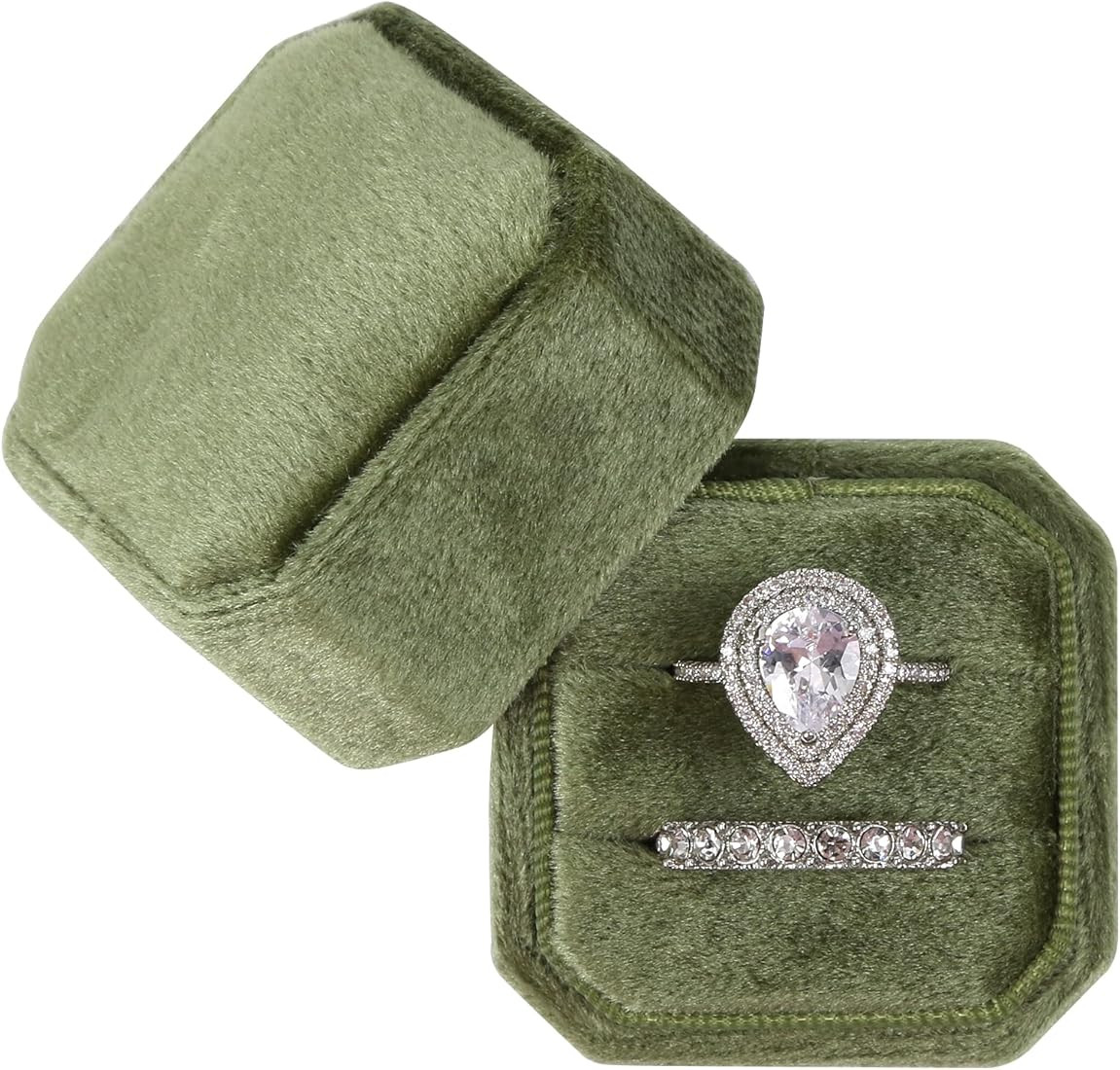 NicGor Velvet Ring Box Double Slots, Gift for Proposals Engagement and Wedding Band Photographs -... | Amazon (US)