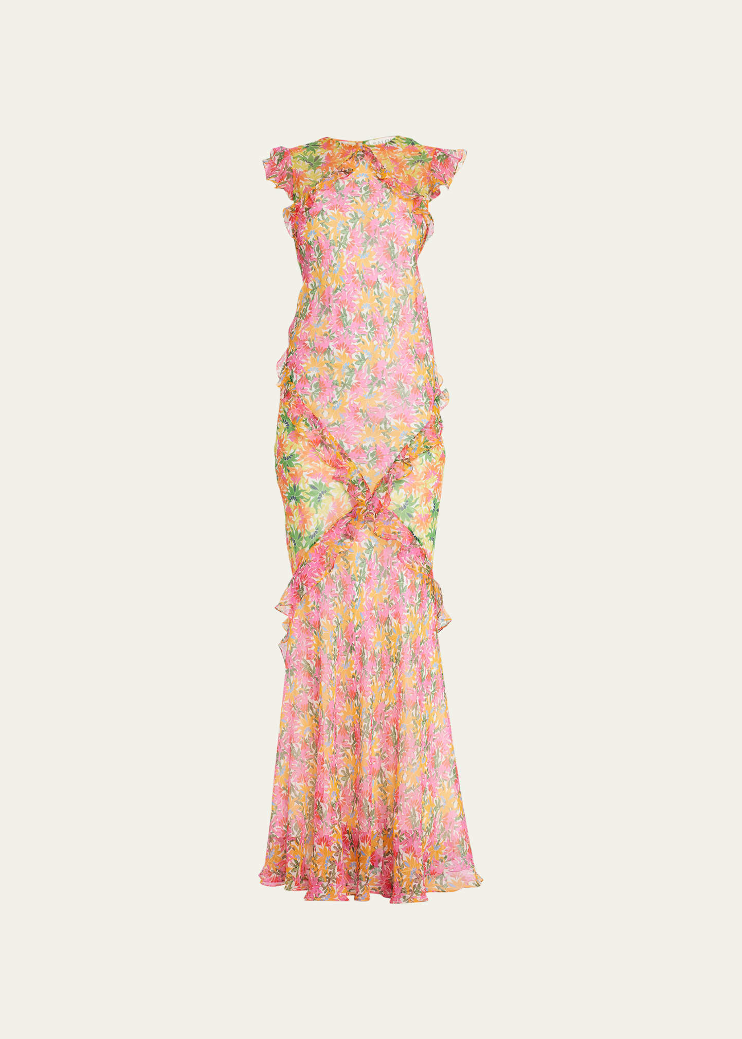 Saloni Tamara B Printed Ruffle Dress | Bergdorf Goodman