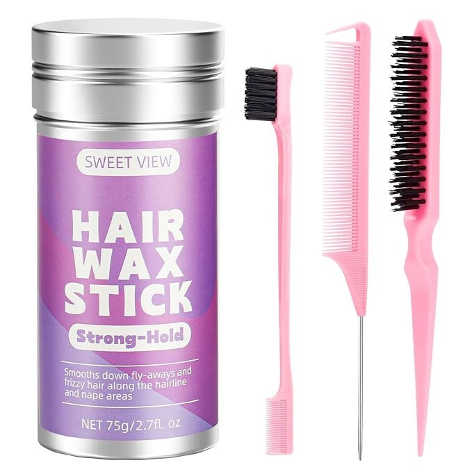 Hair Wax Stick & Slick Back Brush Set, Flyaway Taming and Ponytail Smoothing Accessory for Girls ... | Amazon (US)