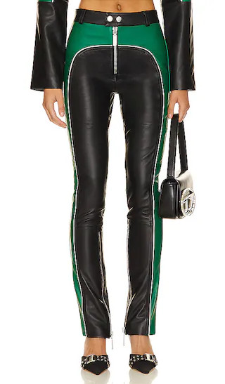 Biker Leather Pants in Green & Black | Revolve Clothing (Global)