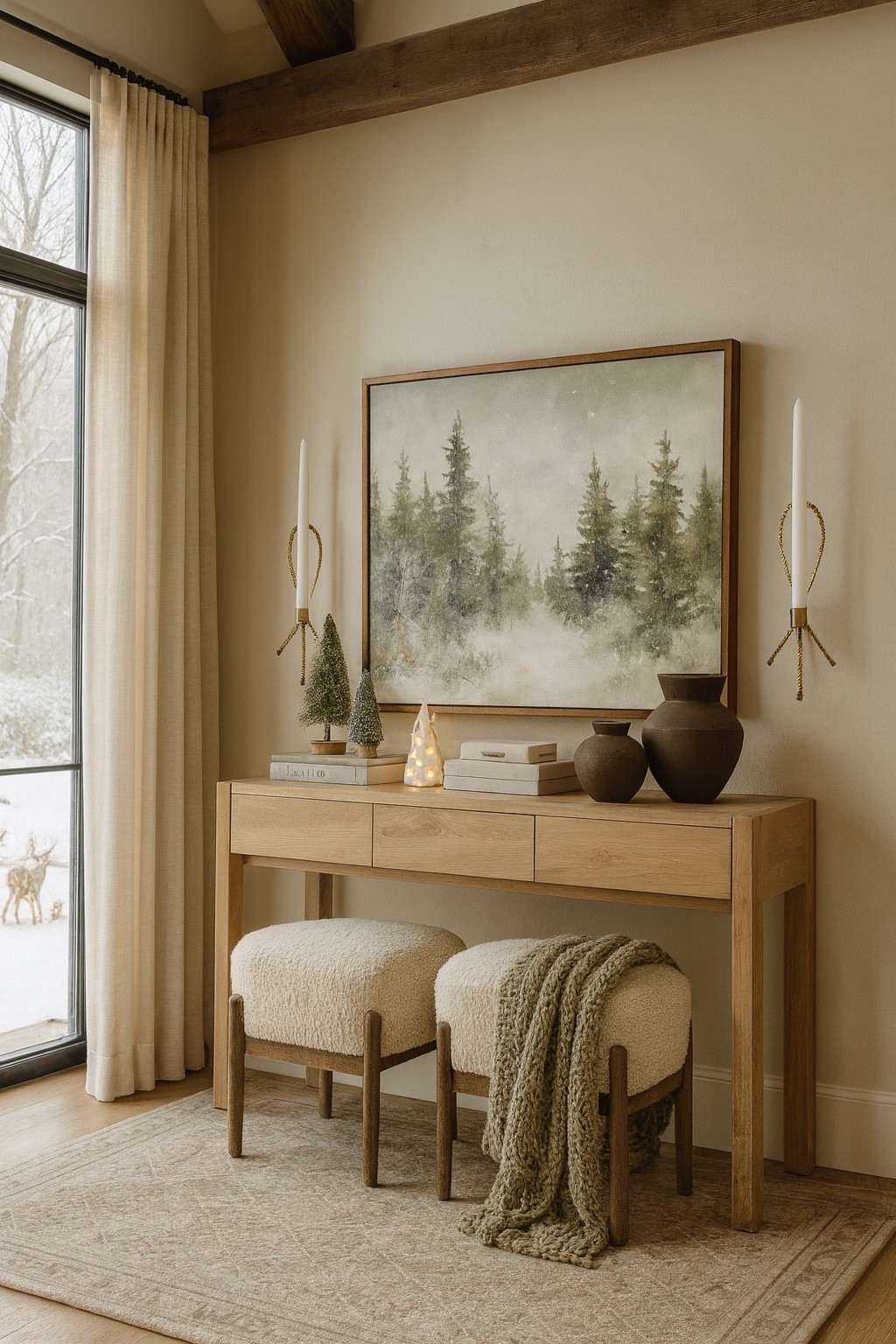 Curated Winter Console Collection

Follow @farmtotablecreations on Instagram for more home inspiration.

A warm and layered winter moment for your console table—soft neutrals, cozy textures, and subtle seasonal touches that feel elevated and timeless. From the snowy pine artwork to the boucle stools and earthy pottery, every piece adds depth without overwhelming the space. Perfect for creating that calm, collected winter aesthetic that carries beautifully beyond the holidays.

#entrywaydecor #consoletabledecor #winterdecor #neutraldecor #homestyling #homedecorideas #woodsandwhites #modernorganic #interiordesign #decorinspo #cozyhome #ltksalealert #ltkhome #ltkfinds #livingroomdecor #arearug #benches #accentstools #vintageprint #wallart #neutralpalette #winterstyling



#LTKHome #LTKFindsUnder50 #LTKSaleAlert