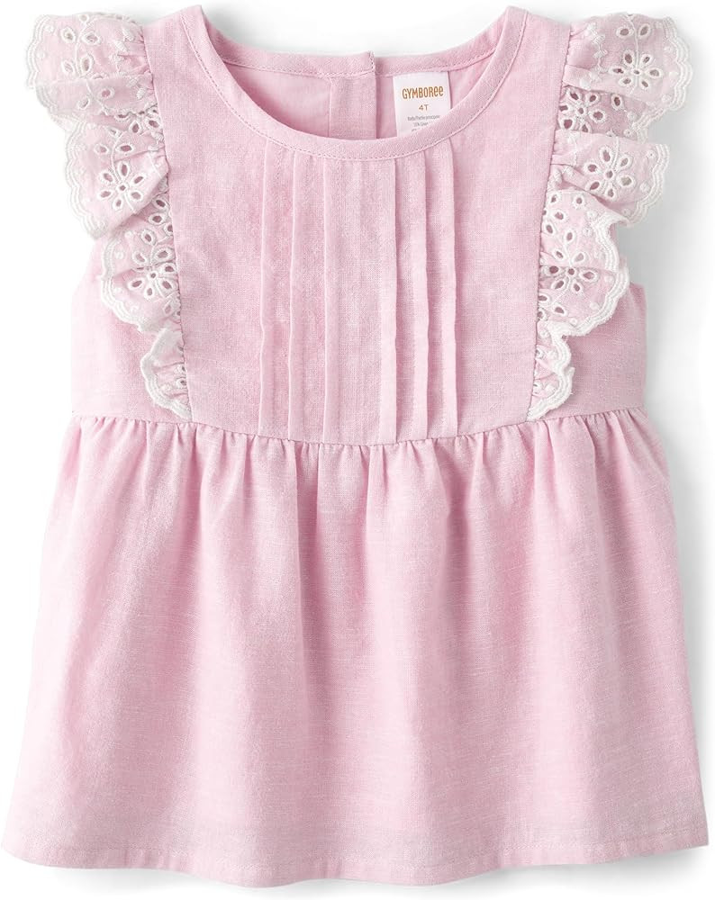 Gymboree Girls and Toddler Flutter Sleeve Eyelet Tank Tops | Amazon (US)