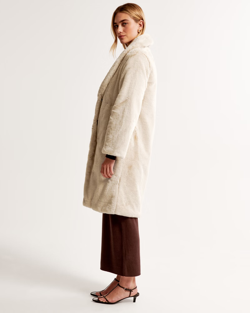 Faux Fur Long-Length Coat | Abercrombie & Fitch (UK)