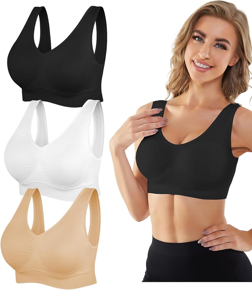 YADIFEN Brasieres deportivos para mujer, paquete de 3/4/6 unidades, sin costuras, sin costuras, p... | Amazon (US)