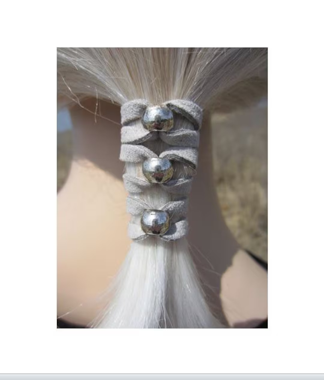 Leather Hair Ties Wraps Ponytail Holders Silver Beads Suede - Etsy | Etsy (US)