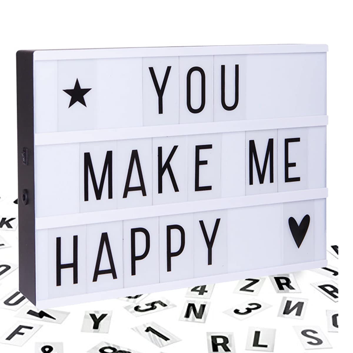 Almineez A4 Cinematic Lightbox Includes 85 Letters & Emoji Symbols | Illuminated Bright LED Light... | Amazon (UK)