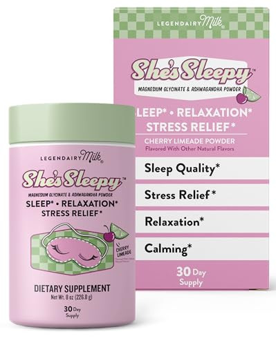 Legendairy Milk She’s Sleepy™ – Cherry Limeade – Nightly Sleep Aid, Sugar Free Drink Mix with Magnesium Glycinate & Ashwagandha – Relaxation & Restful Sleep | Amazon (US)