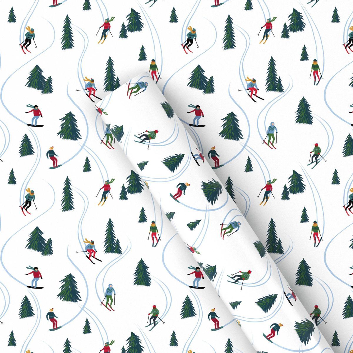 25 sq ft Skiing Christmas Gift Wrap White - Wondershop™ | Target