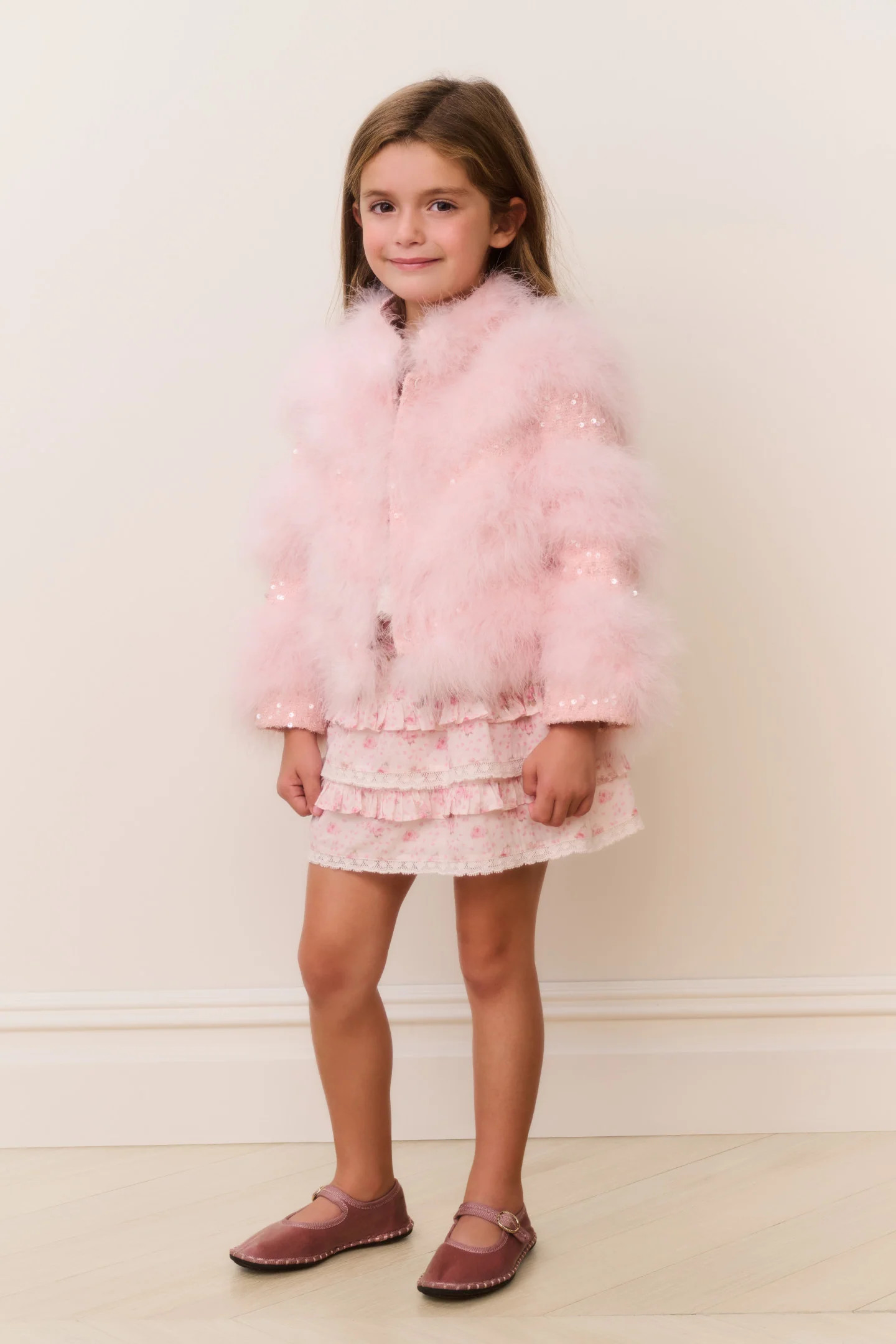 Little Girls Trislyn Feather Sequin Jacket | LoveShackFancy