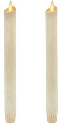 Ksperway 8" Set of 2 Ivory Unscented Wax Flameless Taper Candles Moving Wick LED Candle with Time... | Amazon (US)