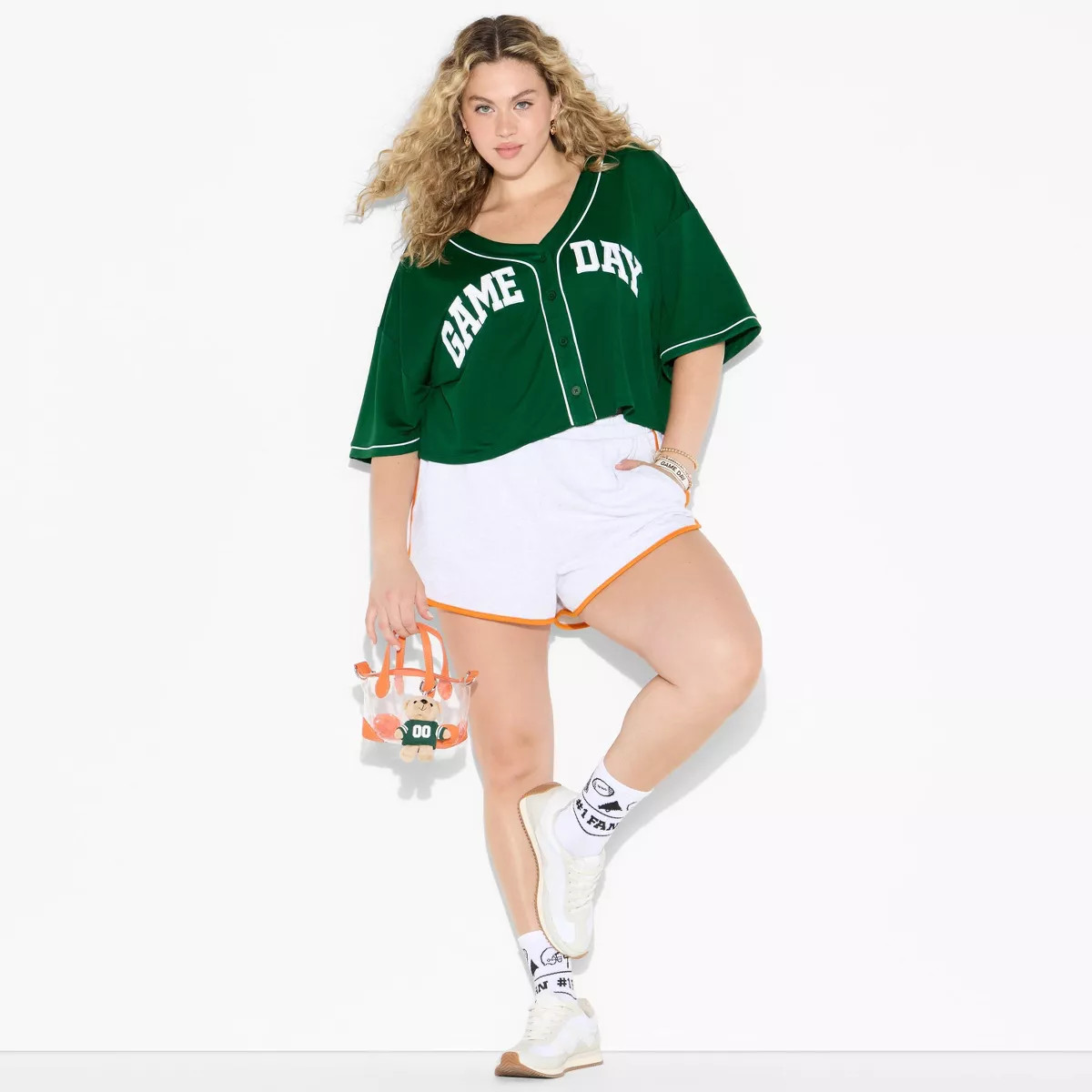 Women's Game Day Cropped Elbow Sleeve V-Neck Athletic Jersey - Wild Fable™ Burgundy 3X | Target