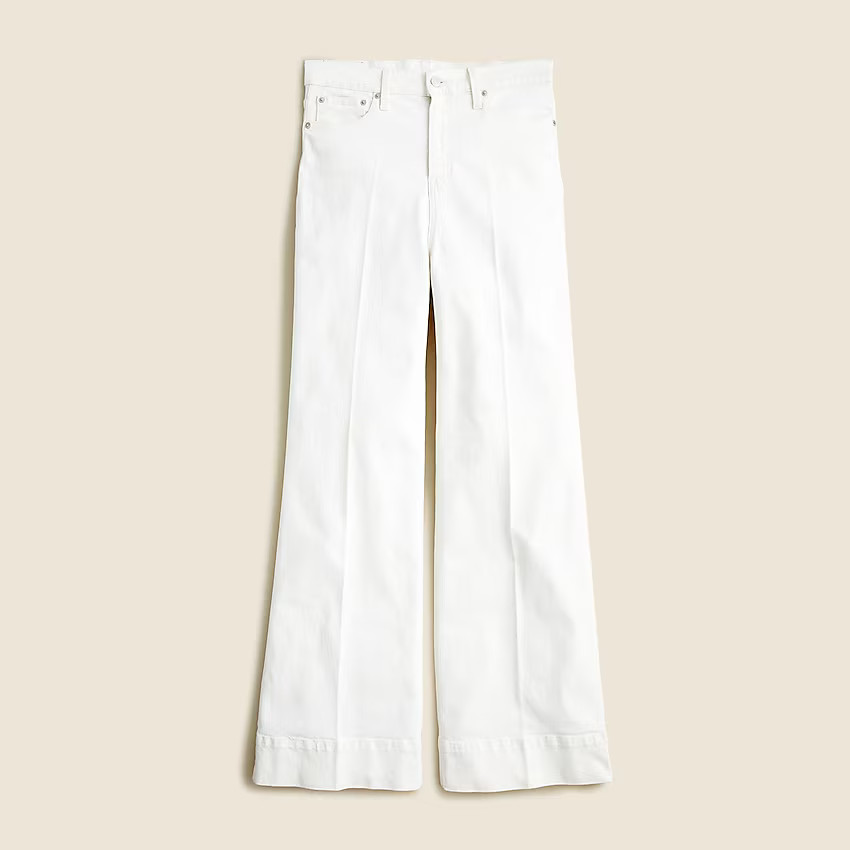 Wide-leg denim trouser in white | J. Crew US