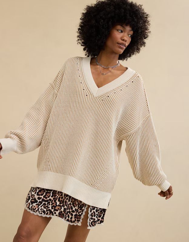 Aerie Beyond Chenille V-Neck Sweater | Aerie