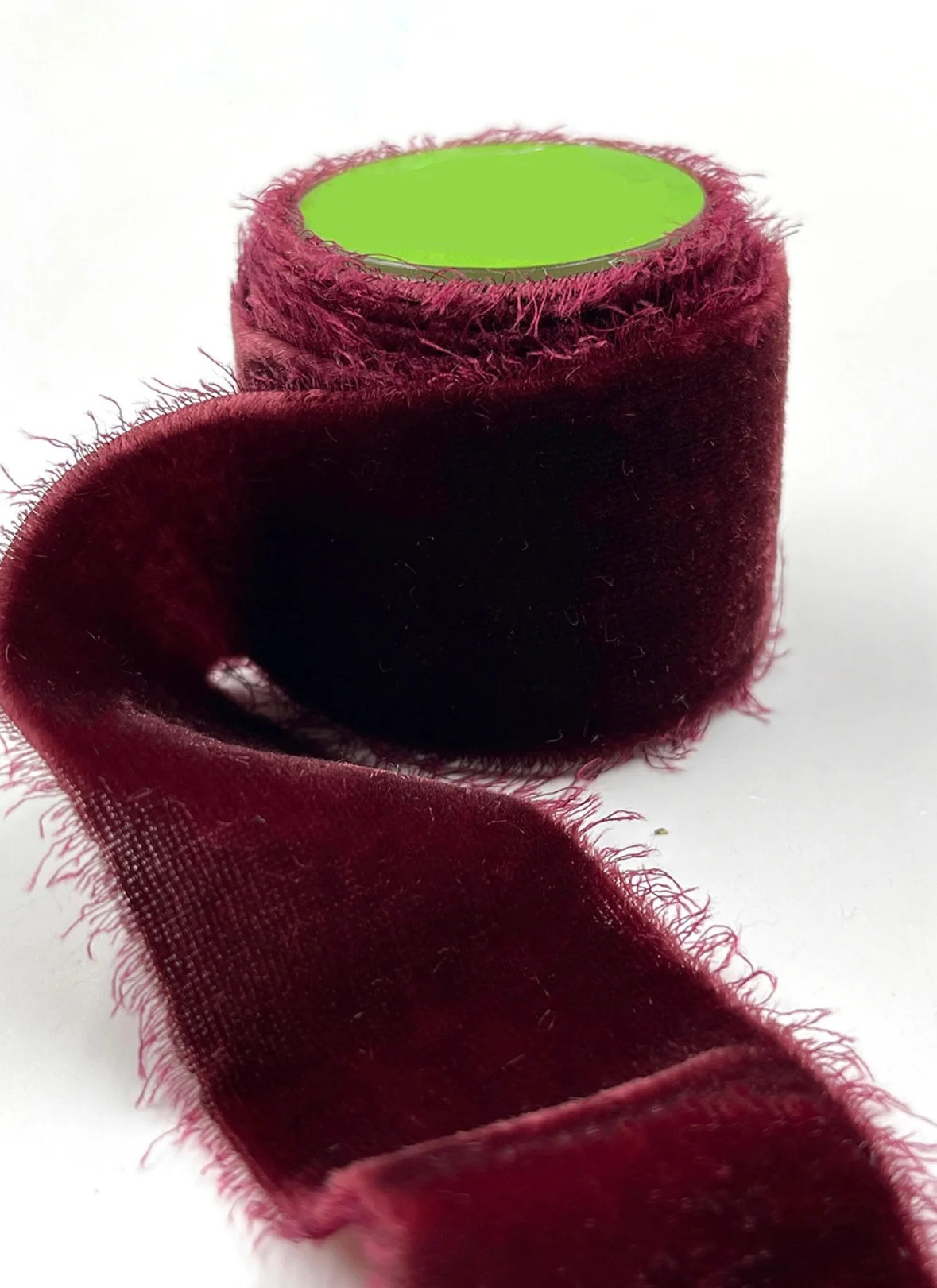 Burgundy Silk Velvet Ribbon with Frayed Edge | Gatehouse No.1