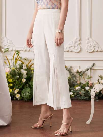 SHEIN Split Flared Leg Crop Pants | SHEIN
