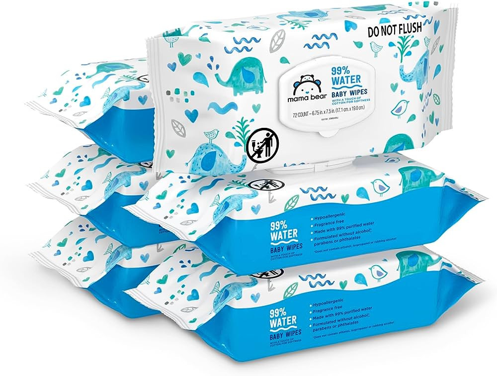 Amazon Brand - Mama Bear 99% Water Baby Wipes, Hypoallergenic, Fragrance Free, 432 Count (6 Packs... | Amazon (US)