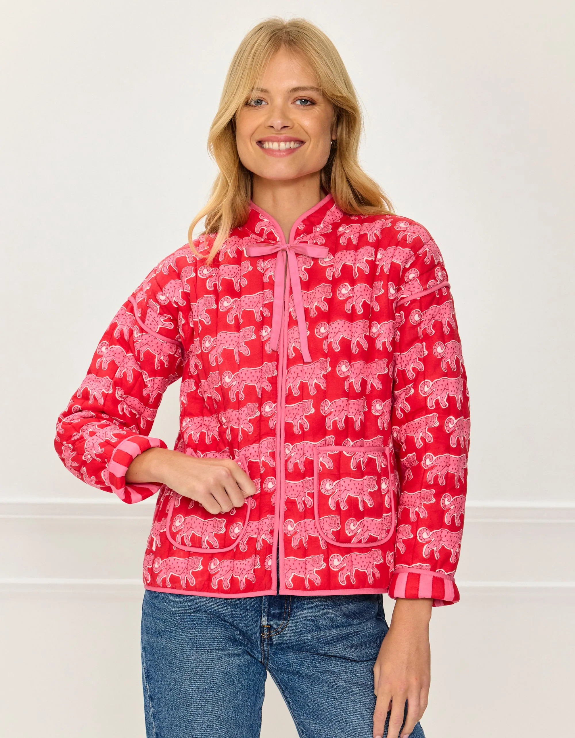 Crimson Leopard Penny Jacket | Pink City Prints UK
