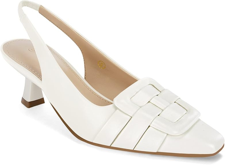 Womens Slingback Heels Low Kitten Heel Closed Toe Dress Shoes Sexy Elegant Wedding Office Pumps | Amazon (US)