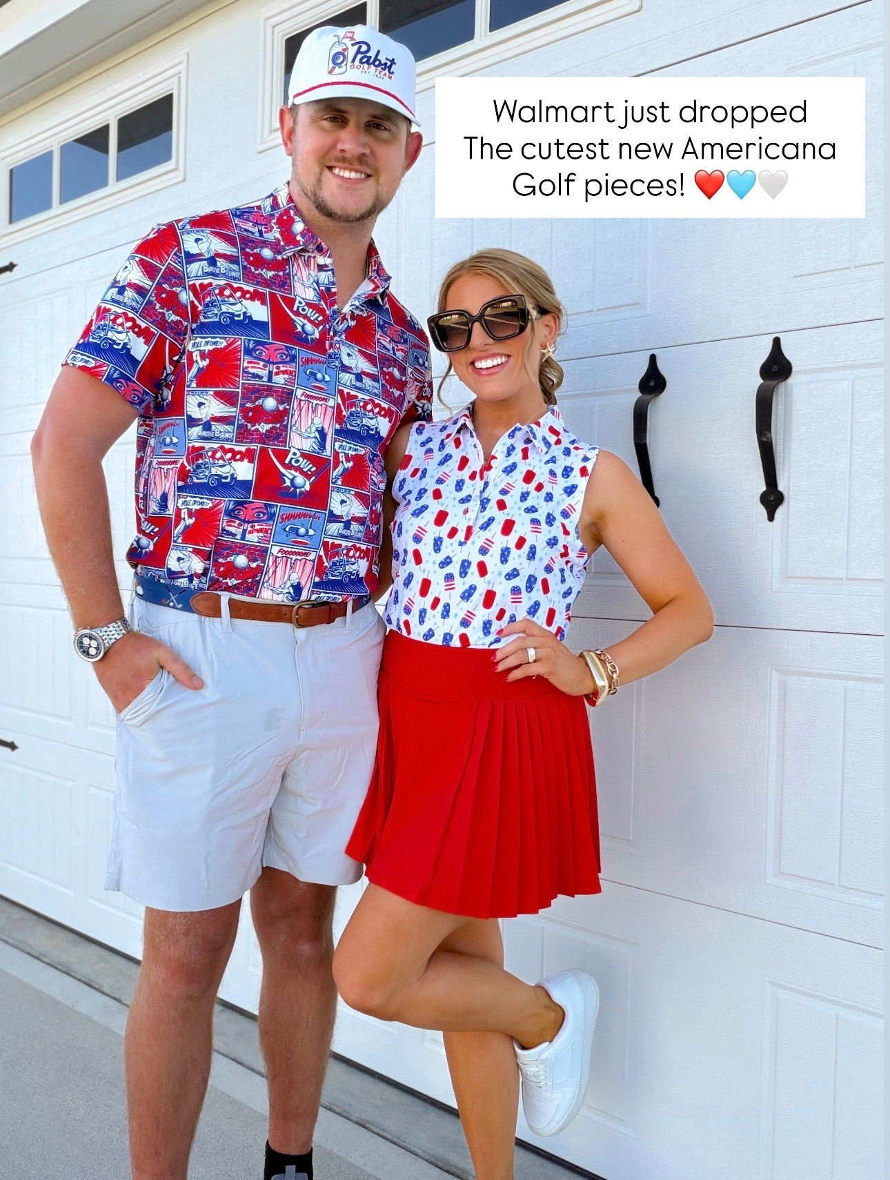 Couples golf looks but make them patriotic ❤️⛳️🇺🇸 These new Americana golf styles from Walmart are SO good this year and come in the cutest red, white & blue prints! From the playful graphic polos to the fun patriotic details, these pieces are perfect for summer golf outings, Memorial Day weekend, Fourth of July plans, or just matching your favorite golf partner in style. 🇺🇸✨

I’m obsessed with how lightweight and comfy everything is, and the fit is so good on both of us! Plus there are tons of different print options in the collection if you love a fun coordinated look. 🙌🏼 Linking both outfits because these are too cute to pass up! ❤️💙

#WalmartFashion #AmericanaStyle #GolfOutfits #CouplesStyle #PatrioticStyle #FourthOfJulyOutfit #SummerStyle #WalmartFinds #MatchingCoupleOutfits #GolfStyle #AffordableFashion #RedWhiteAndBlue #PatrioticOutfits #SummerGolfStyle #WalmartNewArrivals

#LTKootd #LTKActive #LTKMens