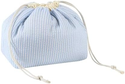 Cotton Quilted Seersucker Makeup Bag with Canvas Lining,Coquette Aesthetic Cute Travel Toiletry B... | Amazon (US)