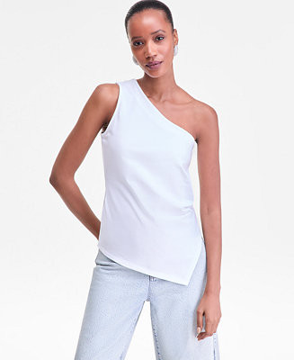 Women's Sleeveless One-Shoulder Asymmetrical Hem Top, Macy's Exclusive | Macy's