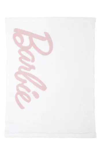 Barefoot Dreams® Barbie® CozyChic™ Throw Blanket in Sea Salt/Dusty Rose at Nordstrom Rack | Nordstrom Rack