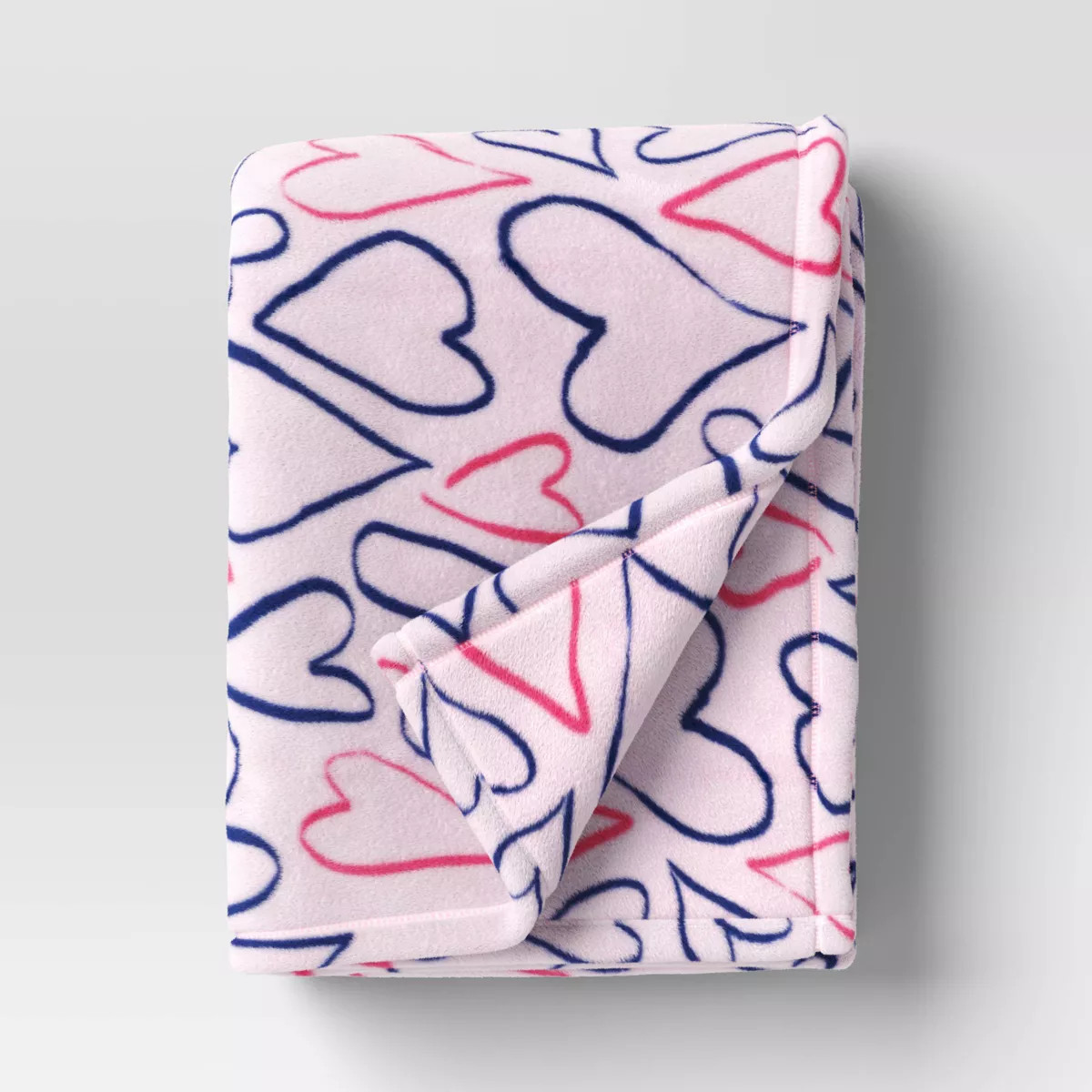Recycled Poly Printed Outlined Hearts Plush Throw Pink/Blue - Room Essentials™ | Target