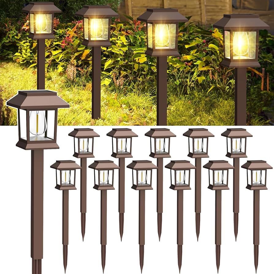 Solar Pathway Lights Outdoor, Upgraded 12 Pack LED Waterproof Solar Outdoor Lights, Solar Garden ... | Amazon (US)