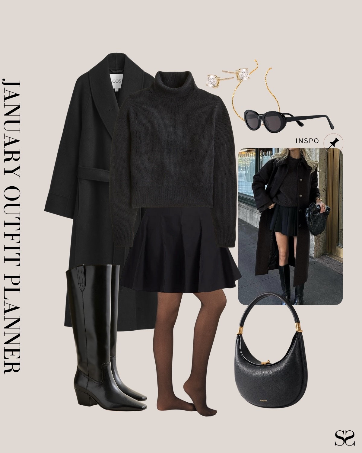 Monthly outfit planner JANUARY: Winter outfits | sheer tights, mini skirt, turtleneck sweater, long coat, knee high boot, leather shoulder bag

#classicstyle #LTKstyletip #winteroutfit #datenightoutfit

Image inspo credit: Pinterest 

#LTKootd #LTKgrwm #LTKSeasonal
