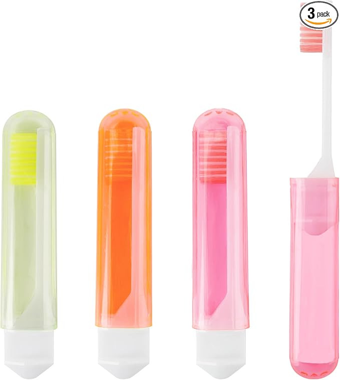 Travel Toothbrush, 3 PCS Mini Portable Toothbrush Set with Cover Small Folding Tooth Brush Indivi... | Amazon (US)