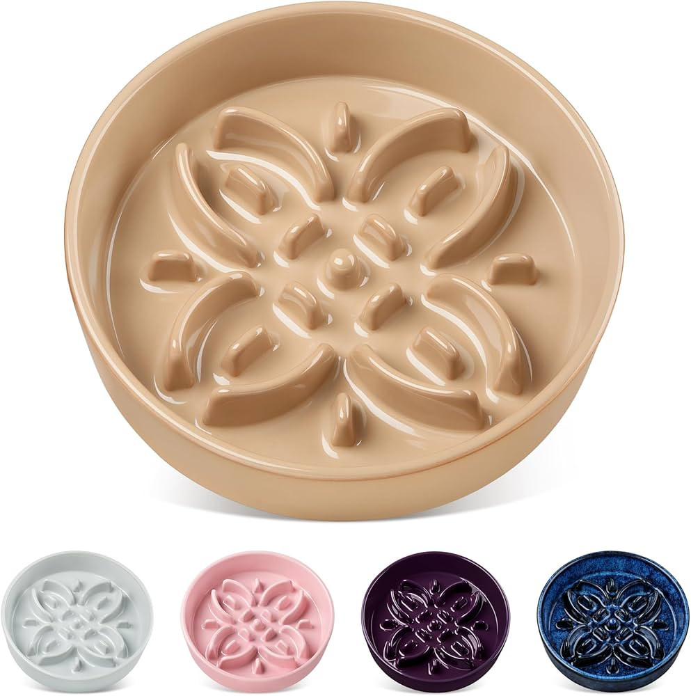 vancasso Ceramic Slow Feeder Dog Bowls, Puzzle Dog Food Bowls with Floral Maze, Anti -Slip Pet Fo... | Amazon (US)