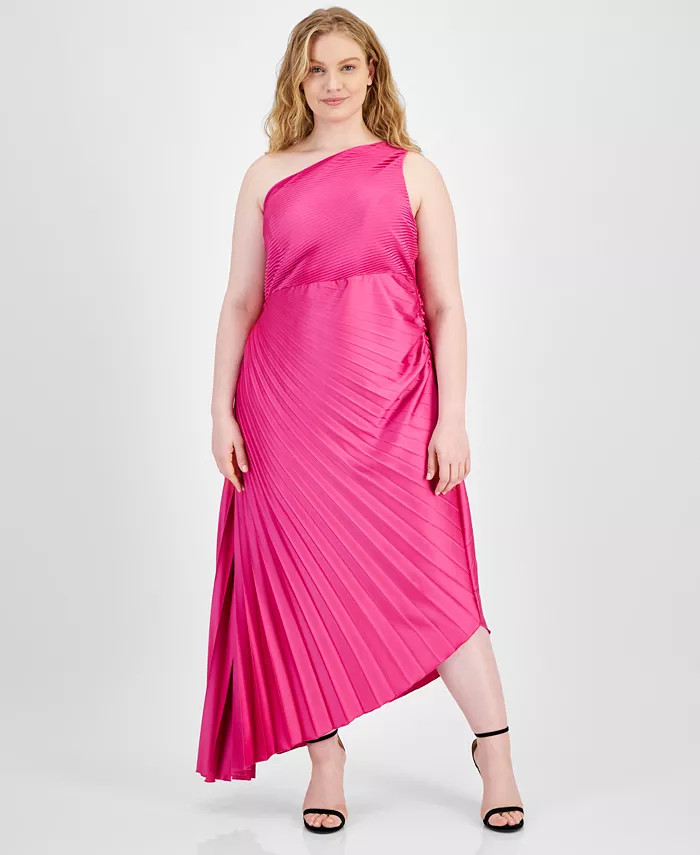 B Darlin Trendy Plus Size Asymmetric-Neck Pleated Gown - Macy's | Macy's