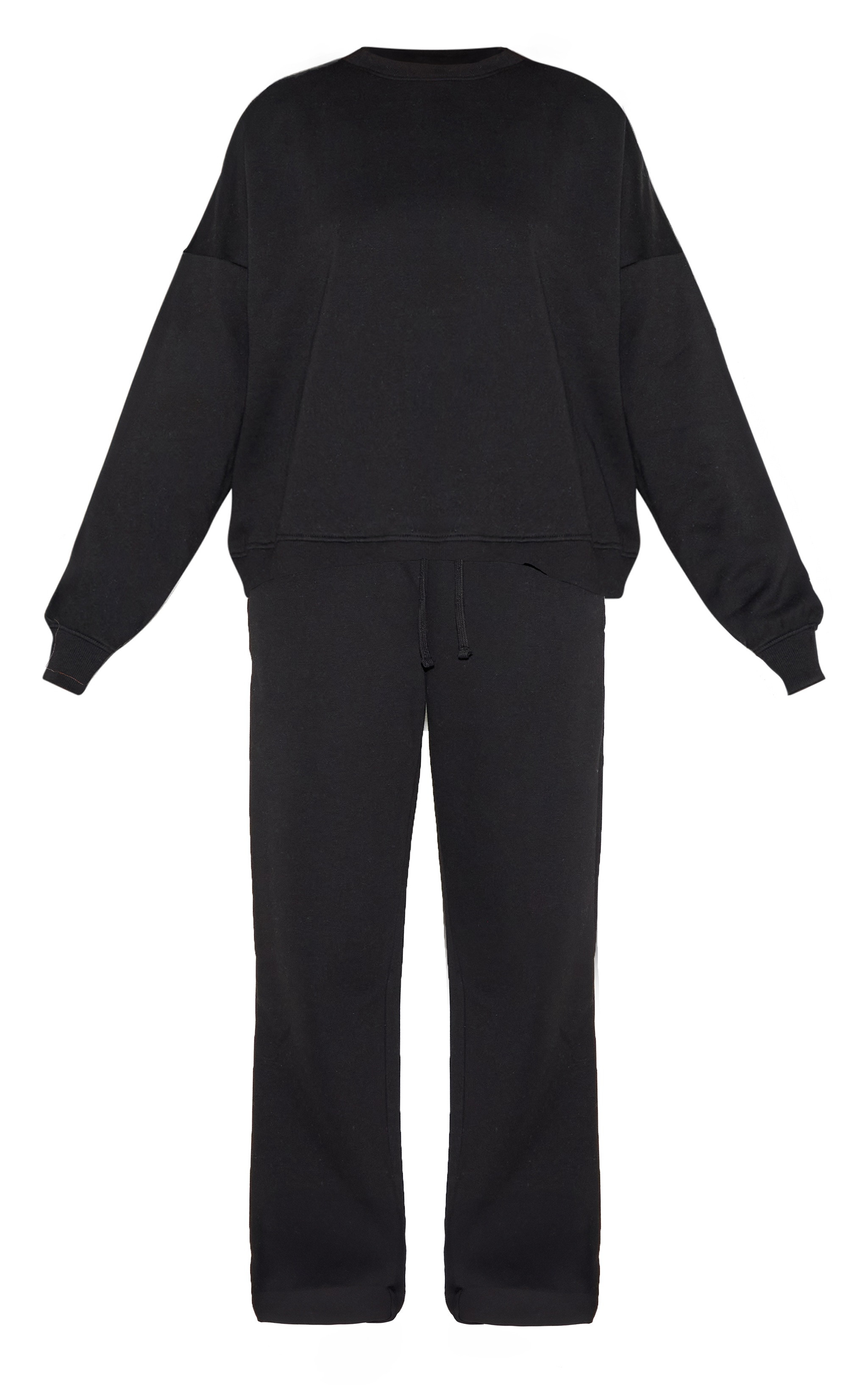 Black Oversized Sweatshirt Tracksuit Set | PrettyLittleThing US