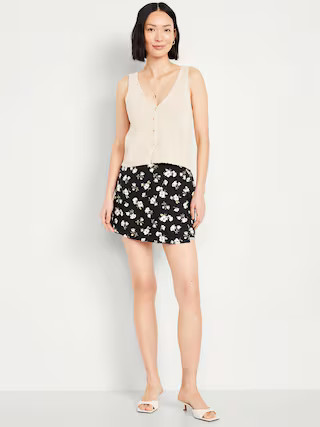 High-Waisted Linen-Blend Mini Skort | Old Navy (US)