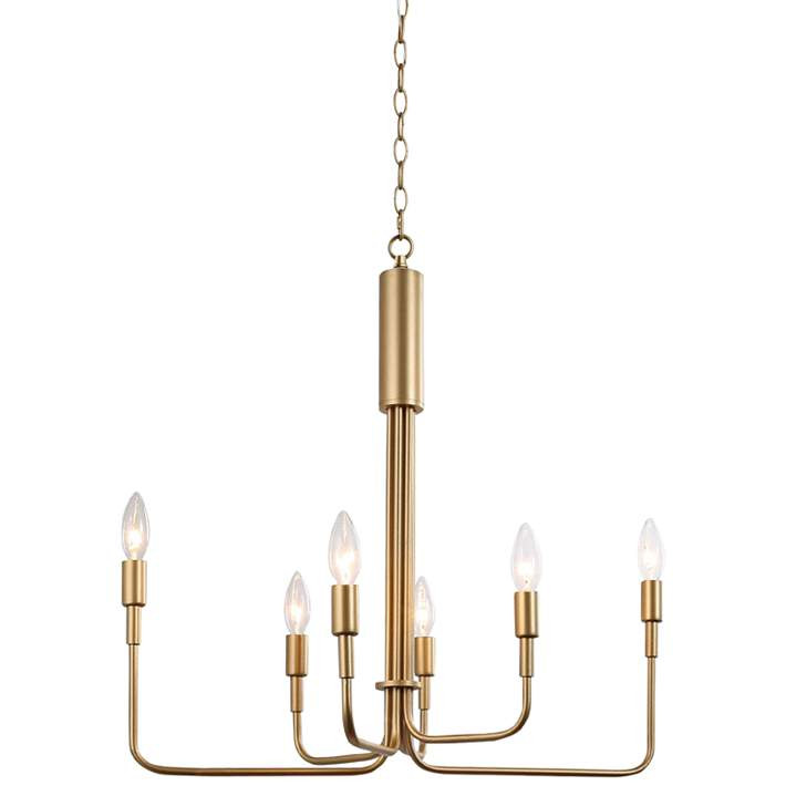 Sarla 25" Wide Gold Metal 6-Light Chandelier | Lamps Plus