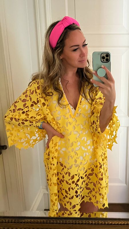 My new favorite 🤩 ⭐️! Swimsuit $178 and my favorite one piece to date! Love this cut so much, I have it in 4 colors and two colors in the cap sleeve version. Fits TTS! This coverup ⭐️ was a lot of yellow for me at first but I get more compliments at the pool with this ON SALE coverup $99! 

#LTKSeasonal #LTKswim #LTKunder100