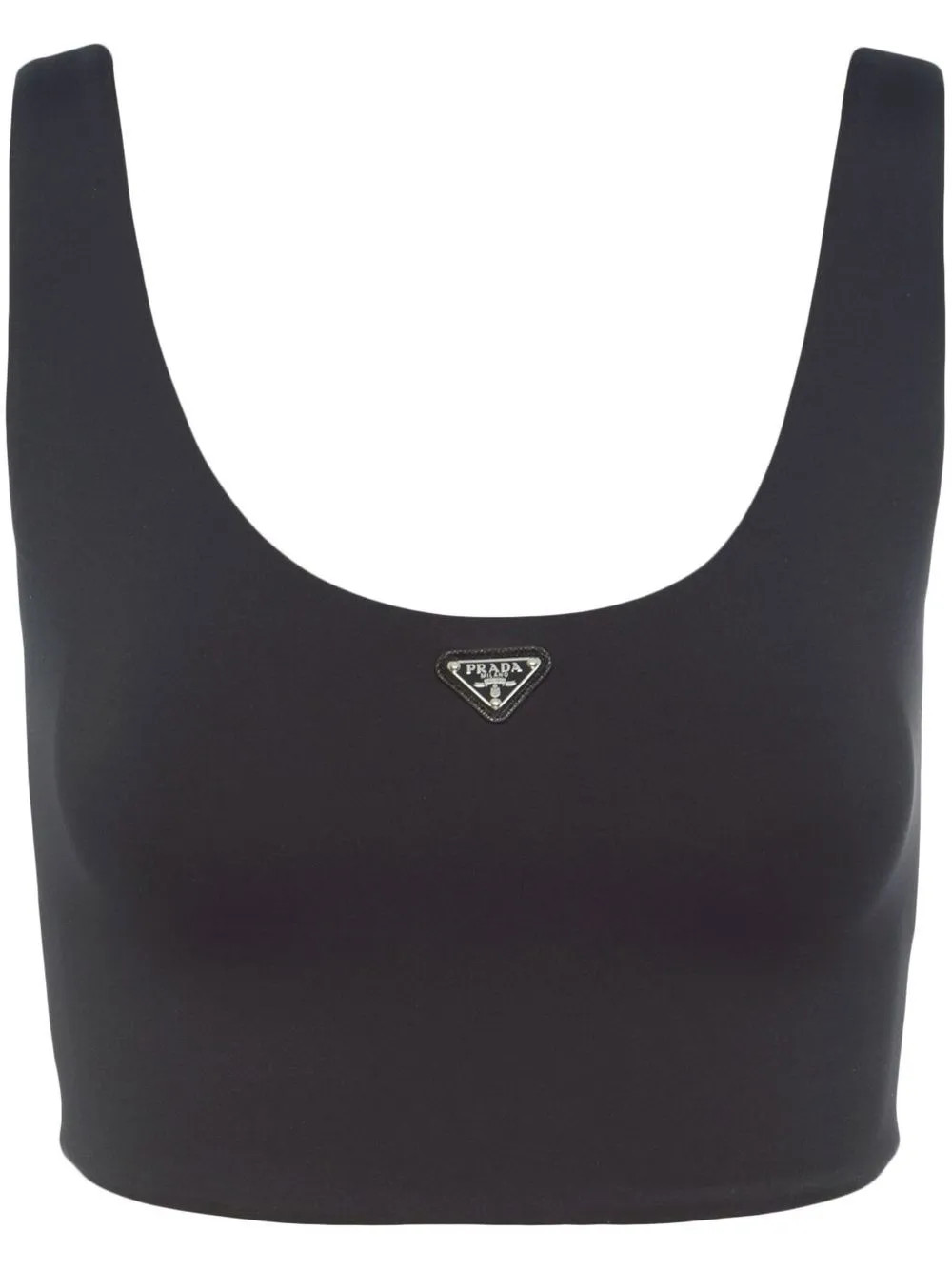Prada triangle-logo Jersey Crop Top | Black | FARFETCH AU | Farfetch Global