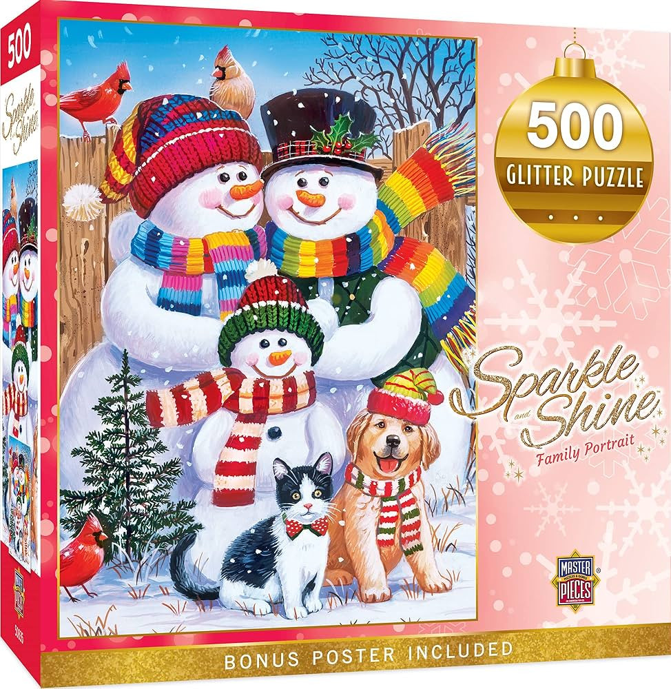 Masterpieces 500 Piece Glitter Christmas Jigsaw Puzzle - Family Portrait - 18"x24" | Amazon (US)