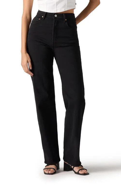 levi's Ribcage High Waist Straight Leg Jeans in Black Sprout at Nordstrom, Size 30 32 | Nordstrom