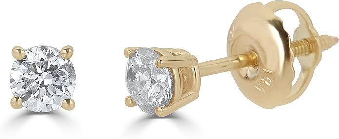 Amazon Collection AGS Certified 14K Gold Round-Cut Diamond Stud Earring (1/4 - 2 cttw, K-L Color,... | Amazon (US)