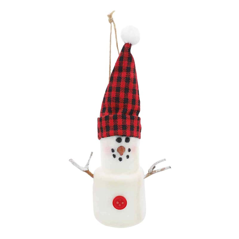 Red Buffalo Plaid Snowman Ornament, 4" | At Home