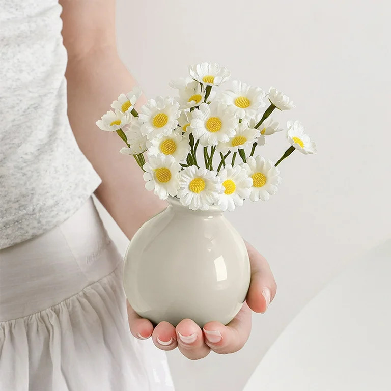 Ceramic Rustic Neutral Vase, Modern Ceramic Vase - Farmhouse Decorative Flowers Vase Pottery Whit... | Walmart (US)