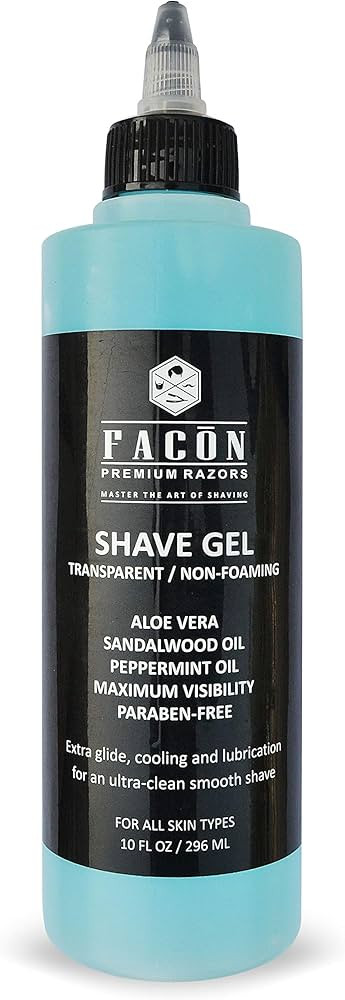 Facón Transparent Non-Foaming Clear Shave Gel with Skin Soothing Aloe Vera, Cooling Menthol Pepp... | Amazon (US)