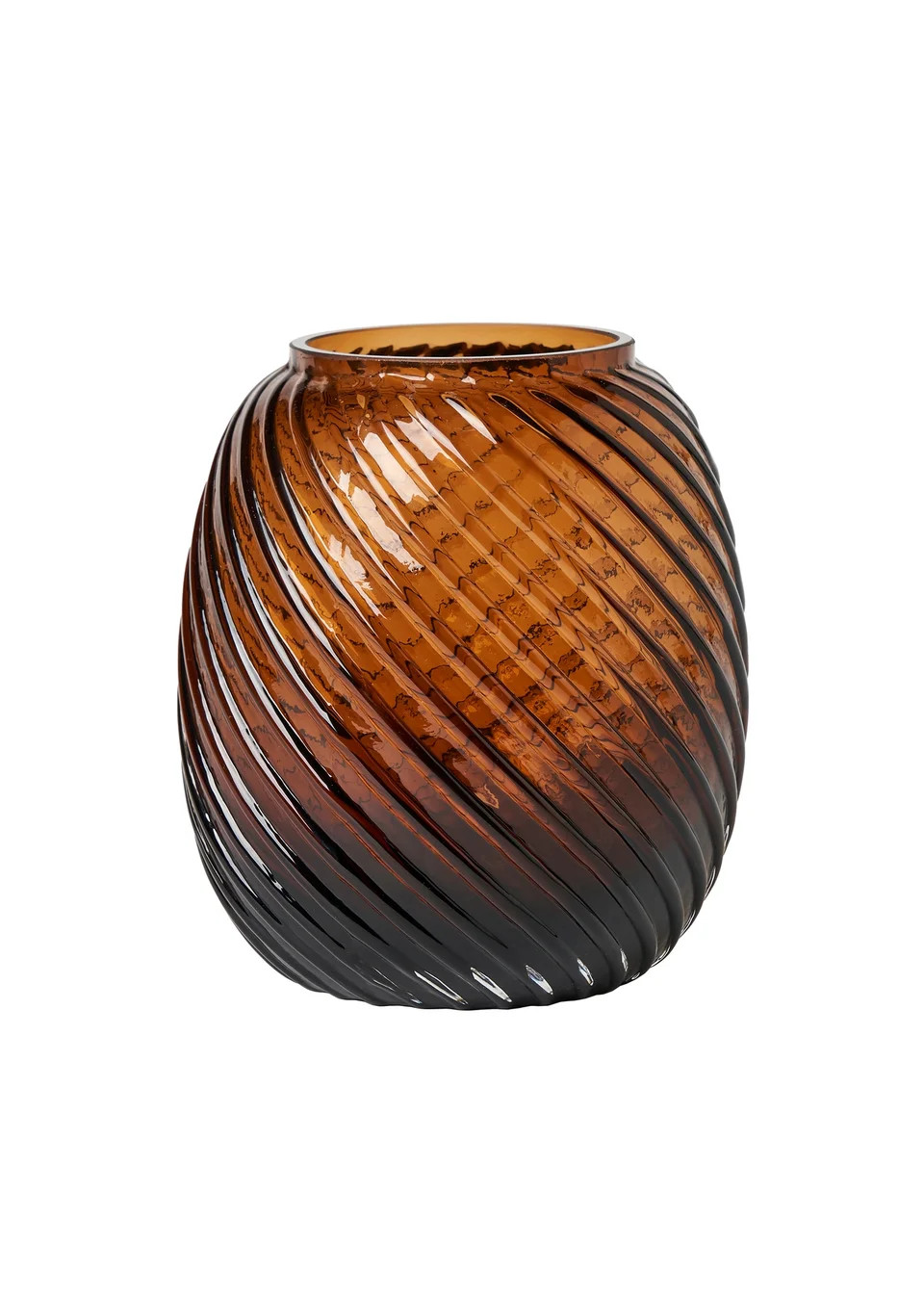 BHS Brown Lenticular Glass Vase Cognac | Matalan (UK)