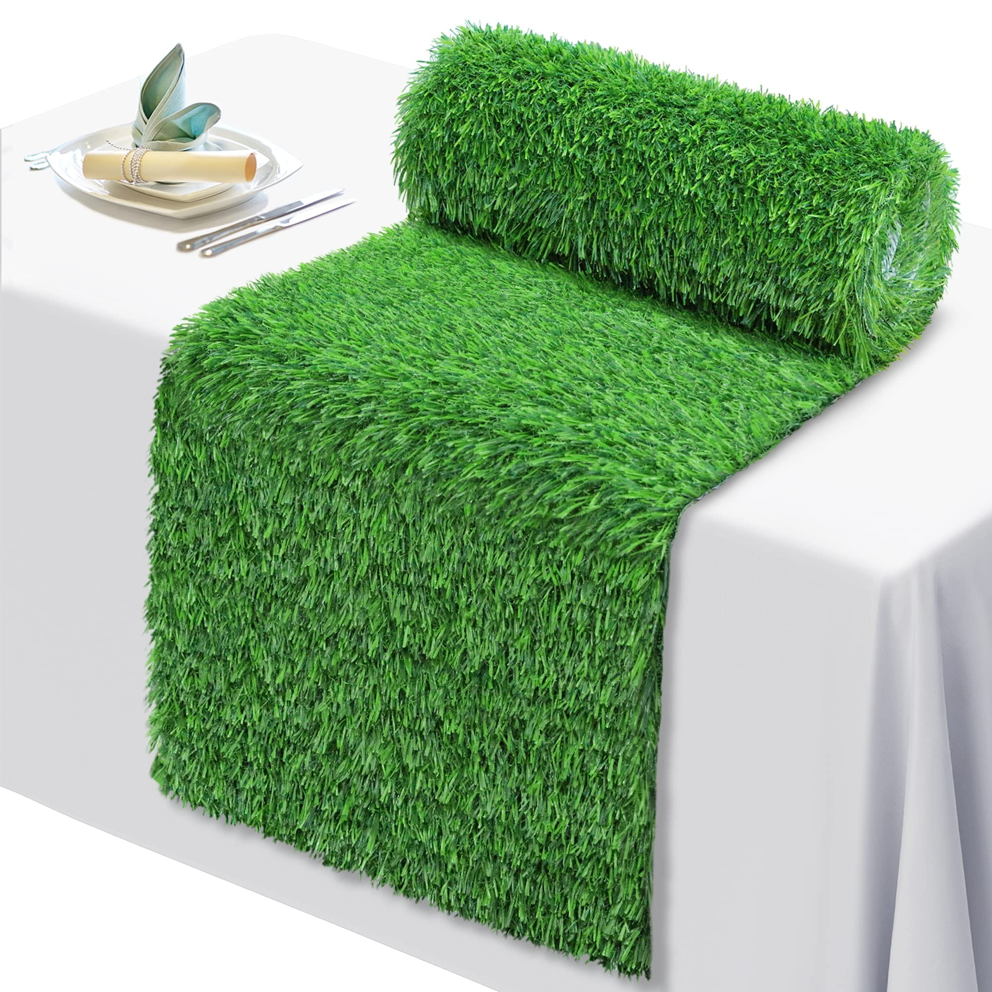 12 x 72 Inch Artificial Grass Dining Table Runner Green Table Decor for Holiday Party, Kitchen De... | Amazon (US)
