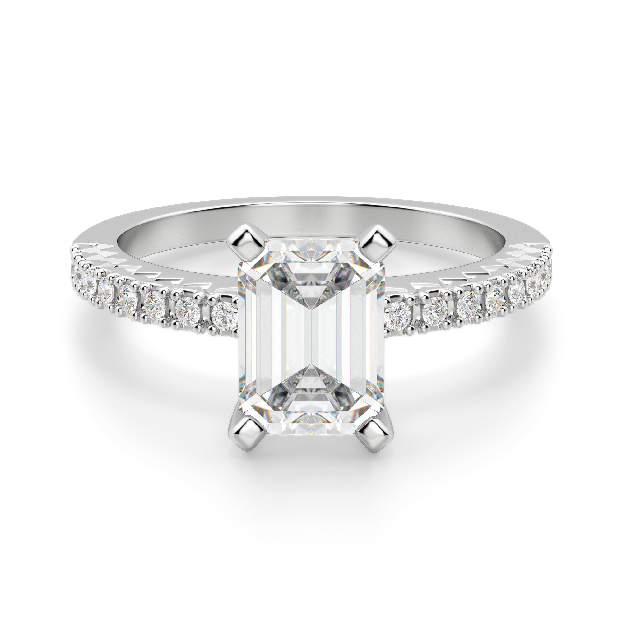 Lab Grown Diamond Angelix Emerald Cut Engagement Ring 2 ½ Ct. Center in White | Platinum by Diamond  | Diamond Nexus